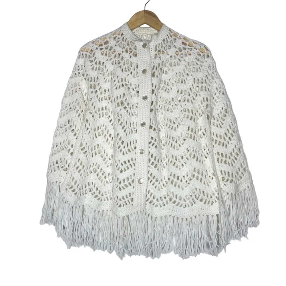 Vintage Handmade Crochet Knit Shawl